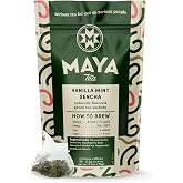 Maya Tea Vanilla Mint Sencha Green Tea Sachets, Naturally Flavored Green Tea with Mint &amp; Vanilla Notes, Naturally Caffeinated Tea Bags, 20 Biodegradable Pyramid Sachets