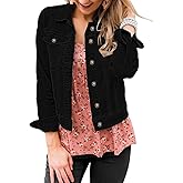 Vetinee Womens Stretch Button Down Long Sleeve Pockets Denim Jean Trucker Jacket