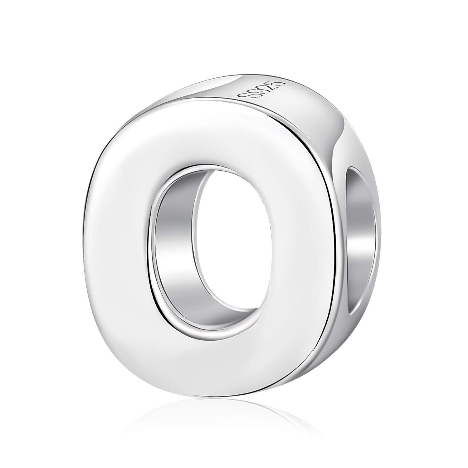 Alphabet Charms Letter Initial A-Z Genuine 925 Sterling Silver Beads fits Pandora Charms Bracelet (Letter O)