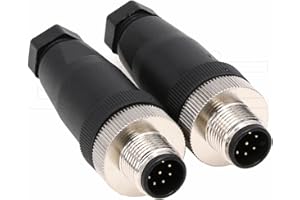 Eonvic M12 8 Pin Male Connector, 12mm A Code IP67 30V 2A AC/DC Industrial Circular Connector, Unshiled Field Assembly Wireable Sensor Straight 2pcs