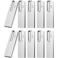 Aiibe 8GB Flash Drive 10 Pack 8GB Metal USB Drive Bulk Thumb Drive USB 2.0 Memory Stick Jump Drive Zip Drive with Keychain, Waterproof - Silver