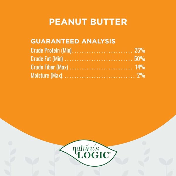 NATURE’S LOGIC NATURAL DOG PEANUT BUTTER TREAT – 100% NATURAL SPREAD WITH PEANUTS, CHIA SEEDS & COCONUT OIL – OMEGA 3 & 6 FOR HEALTHY SKIN & COAT – ALL BREEDS & LIFE STAGES – MADE IN USA
