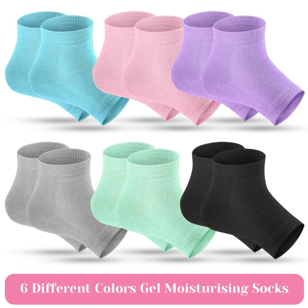Selizo 6 Pairs Heel Moisturizing Socks Open Toe Socks Cracked Gel Heel Socks Foot Toeless Cooling Heel Repair Socks for Women Dry Hard Cracked Feet, 6 Colors : Beauty