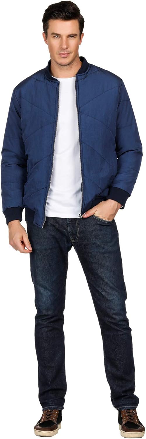 men's quilted patch bomber jacket