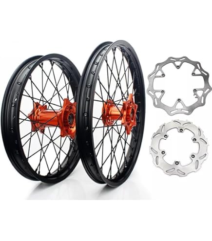 VMX 21/19 MX Casting Wheels Compatible With KTM SX-F 525 Orange Nipple Black Spo