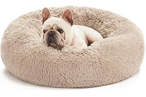PELAUGH Washable Dog & Cat Bed for Small Extra Large Medium Big Puppy Size, Calming Comfort Fluffy Self Warming Heated Donut Mat for Creat Cages, Heating Round Pet Pad & Furniture for Bunny Rabbit Indoor