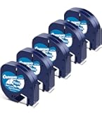Prestige 5x Kunststof Etiketten – 12 Mm X 4 M – Zwart Op Transparant – Compatibel Met DYMO LetraTag LT110T, LT100H, LT100T, QX50, XR, XM, 2000