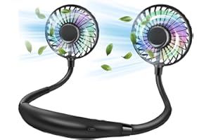 YALTOON Neck Fan, Hand Free Portable Neck Fans For Women, Kids, and Men, 3 Speed Adjustable Hanging Around Necklace Fan, Rechargeable Battery Operated Wearable Fan Personal Fans Cooling Neck Fan