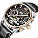 ORIGINAL STAINLESS STEEL AUTOMATIC TOURBILLION MEN'S BLACK GENUINE LEATHER BAND WATCH