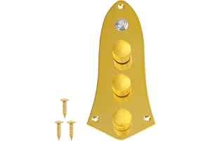 Yootones 3 Bands Loaded Control Plate Pre-Wired w/Preamp Knobs Pots Compatible with Fender Squier Jazz J Bass (Gold)