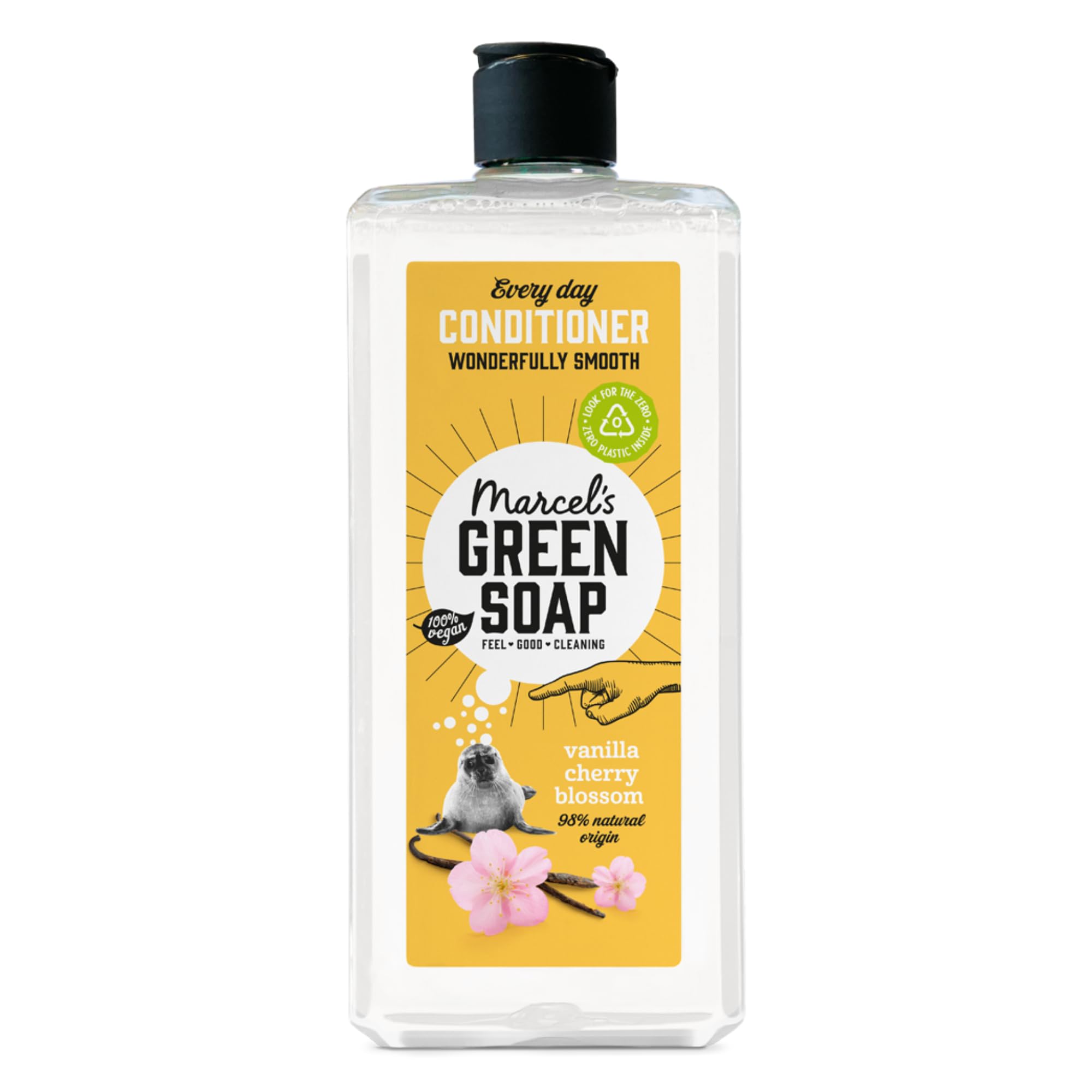 Marcel's Green Soap - Every Day Conditioner Vanilla & Cherry Blossom - Liquid Hair Conditioner - 100% Recycled plastic bottle and cap - 98% Natural ingredients - Vegan - 300 ml