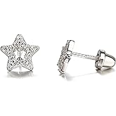 Cherished Moments Children's .925 Sterling Silver Star Screw Back Earrings with Tiny CZ Stones