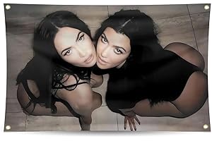 TIGERBABY Mega*n Fox And K*ourtney Karda-shian Flag Tapestry,3×5Ft Flag With 4 Brass Grommets,For College Dorm Room Decor,Outdoor Parties, Gift,Living Room,flag for room Decoration