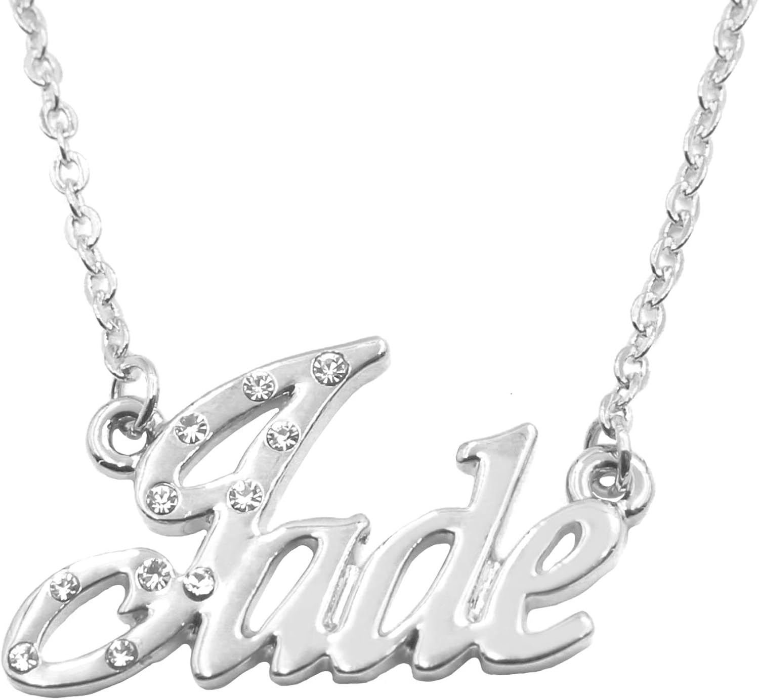 Jade Name Necklace 18K White Gold Plated Personalized Dainty Necklace Jewelry Gift