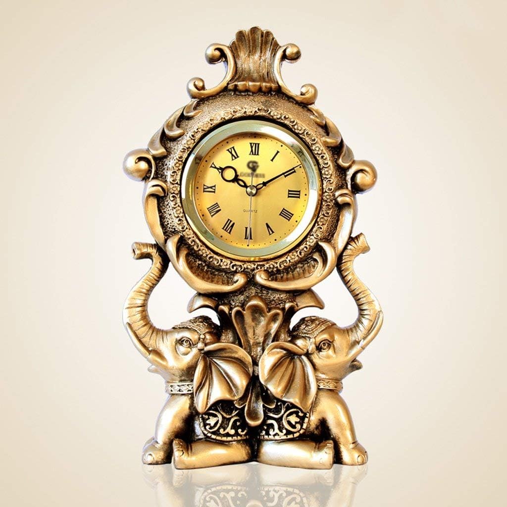 WEI Table Clock European Style Decoration Decoration Living Room Taizhong Elephant Creative Desktop Clock Deluxe Bedroom Desktop Clock