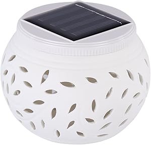 Solar Table Lamp, Waterproof Wireless Color Changing Ceramic Patio Lights, Garden Lights, Filigree Lights, for Home Party Yard Patio Outdoor Indoor Decoration Night Lamp