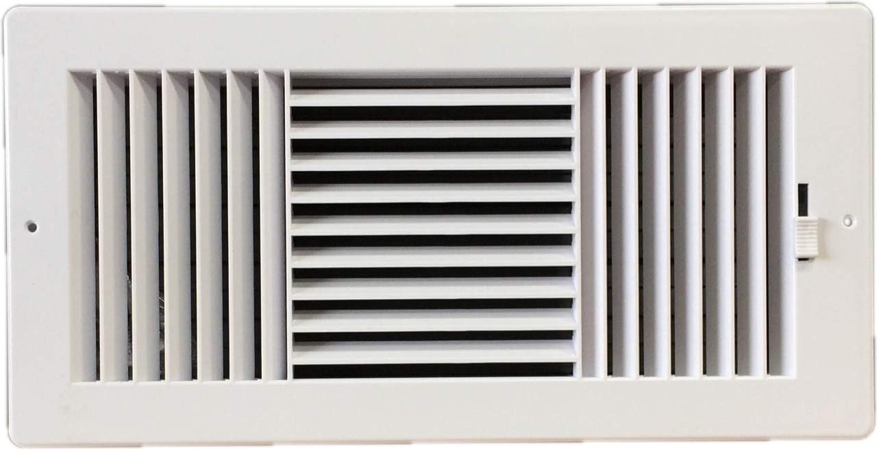 Three-Way Plastic Register Side Wall/Ceiling air Register with Multi-Shutter Damper in White (14" x 6") Duct Opening Size)