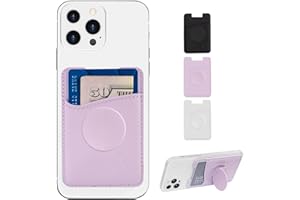 Wallaroo Wallets Premium Leather Phone Card Holder with Stand - Non-Slip Interior Strong Adhesive Grip - Phone Wallet Stick - Slim, Lightweight & Durable - Compatible with Most Phones