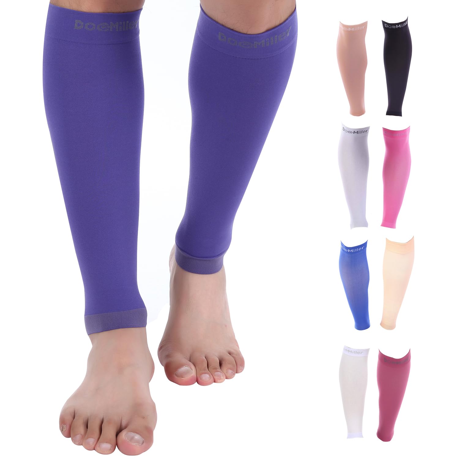 Photo 1 of Doc Miller Compression Calf Sleeve for Men & Women – 15-20mmHg Graduated Support, Shin Splint Relief, Running & Sports Recovery, Knee High Calf Sleeves, 1 Pair