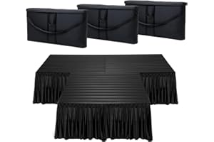 MyStage 3 Portable Stage w/3 Satin Skirt & 3 Gear Bag - Performance Floor Versatile Platform Modular System Stage - DJ, Drum, Camera Stage Riser - Easy to Carry & Assemble, Transport (Black)