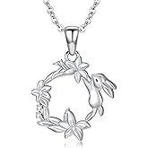 LWXIE Diamond Bunny Necklace for Women 925 Sterling Silver Bunny Necklace for Mother Daughter Wife Sister 18 with 2Inch