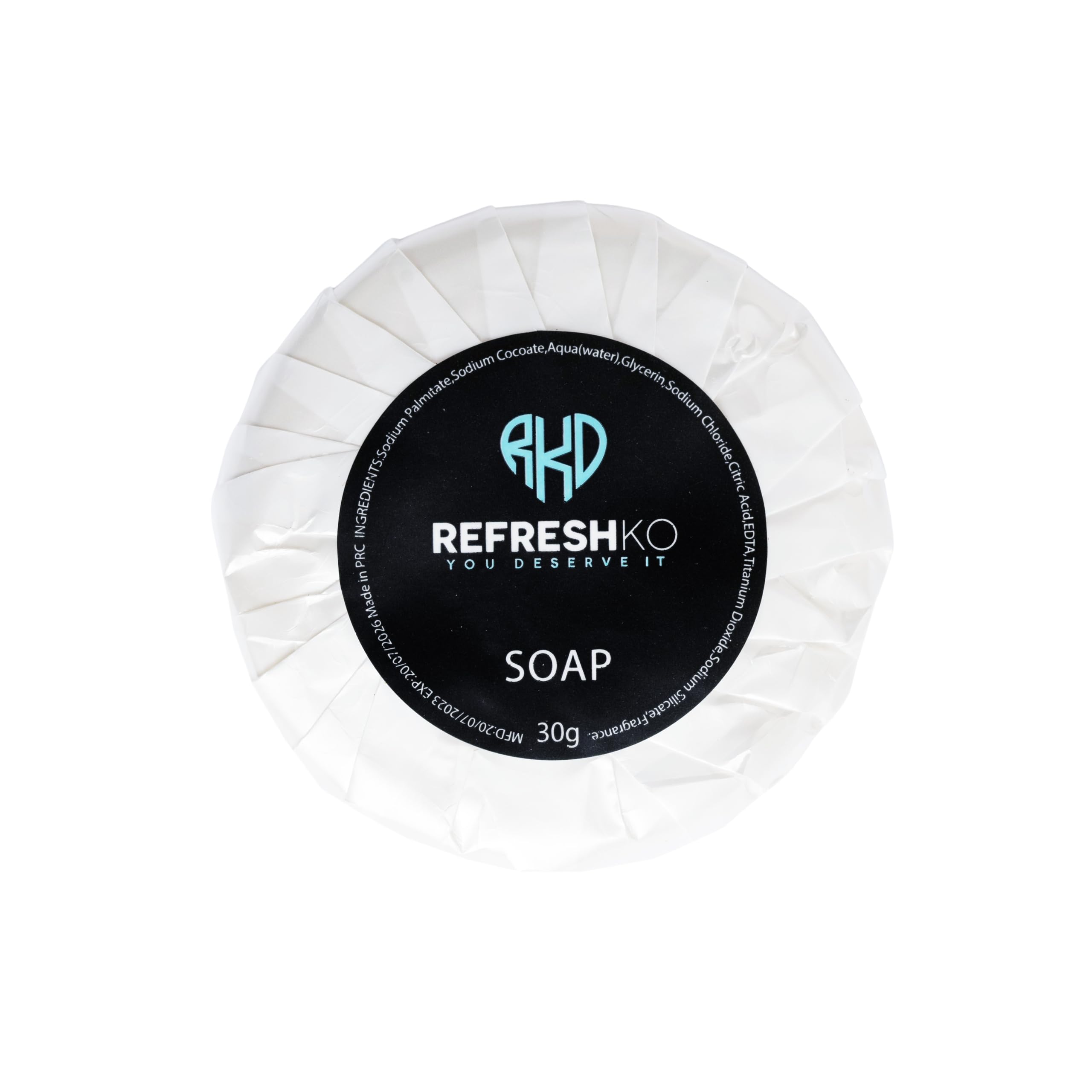 REFRESHKO Travel Toiletries - refreshko bar Soap 30g, Hotel Soaps, Pleasant Fragrance, Individually Wrapped Soaps (pack of 10/25/50/100) (10)