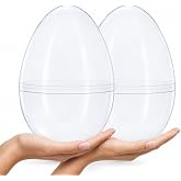 Set of 2 Giant Transparent Jumbo Size Clear Plastic Easter Eggs 10 Inches