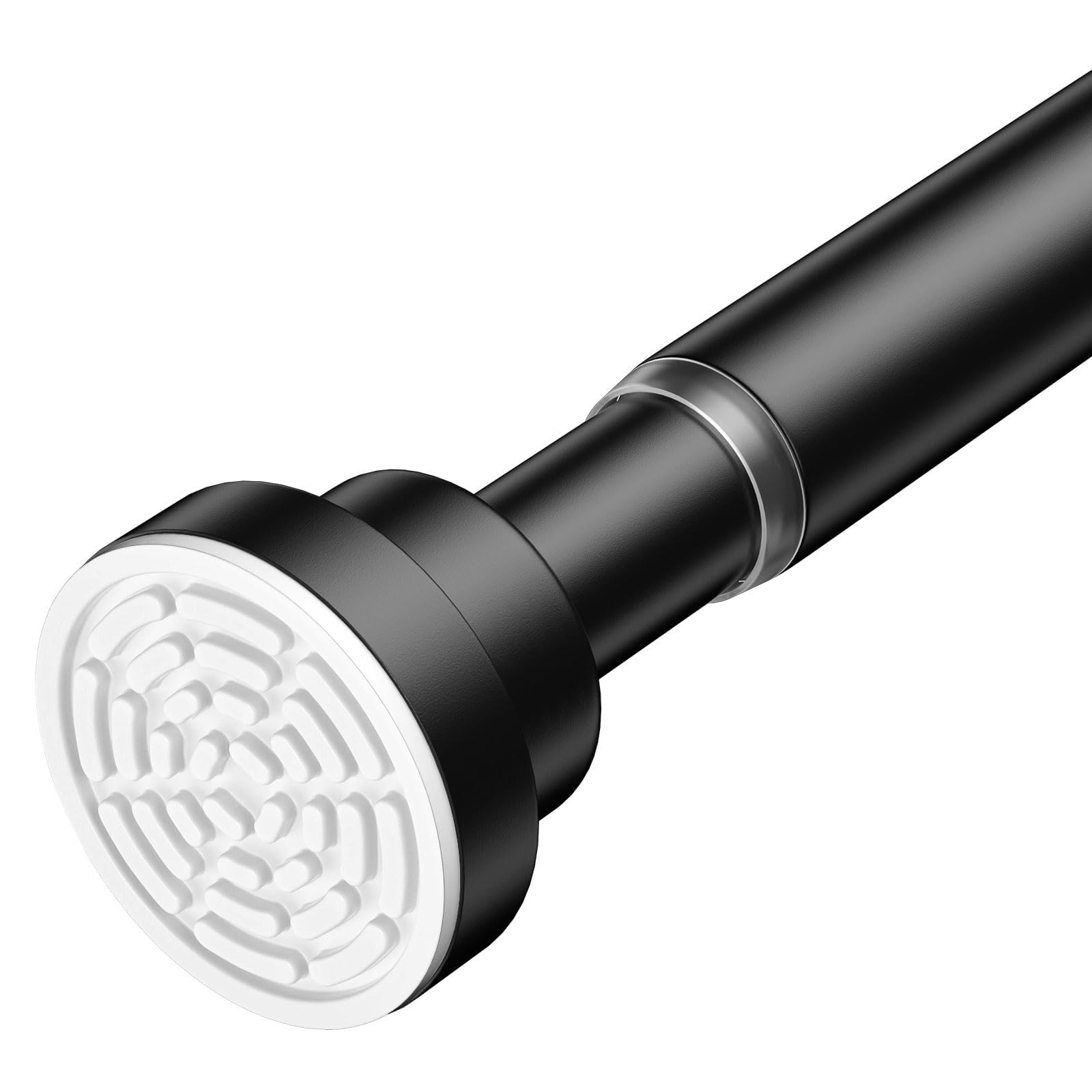 Photo 1 of Black Shower Curtain Rods 45 to 76 Inch, 1Pack Adjustable Spring Tension Curtain Rod, Never Rust Tension Curtain Rod Anti-Slip Shower Tension Rod Shower Rods for Bathroom, Closet, Window