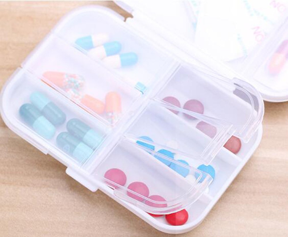 Weekly Pill Organizer Box ,Portable Travel Medicine Vitamin Supplements Pill Box Case for Purse or Pocket, 8 Large Compartments BPA Free