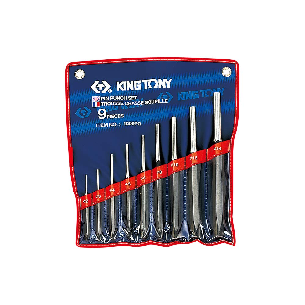 KING TONY 1009PRN Pin Punch Set, 9 Pieces, Tetoron Pack