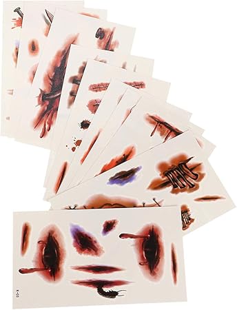 Amazon Tomaibaby ピースフェイクスカーハロウィンスカータトゥー入れ墨偽血傷ステッチ現実的なスカーカブハロウィンパーティー仮装いたずらメイク小道具 マルチゲームセット おもちゃ