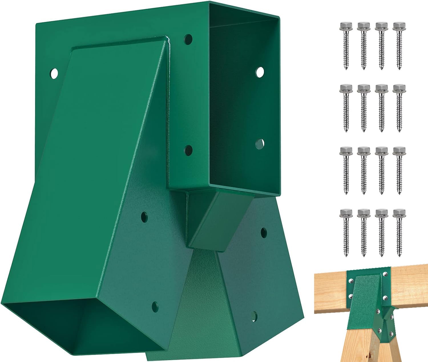 Photo 1 of BeneLabel A-Frame Middle Swing Set Brackets, Heavy Duty Steel Swing Set Hardware with Mounting Hardware, DIY Swing Set Bracket Swing Set Kit for 2 (4x4) Legs & 1 (4x6) Beam, Green