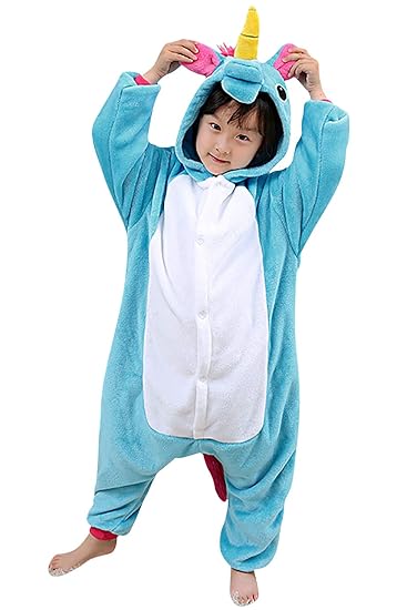 Dolamen Kinder Jumpsuits Kostüm Tier Onesie Nachthemd Schlafanzug Kapuzenpullover Nachtwäsche Cosplay Kigurum Fastnachtskostu