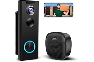 KAMEP Video Doorbell Camera with Chime,Wireless Doorbell Camera with Angle Mount/Voice Changer/2-Way Audio/PIR Motion Detection/No Monthly Fee/Compatible with Alexa&Google Home