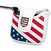 Golf Putter Cover USA Mallet Putter Headcover with Magnetic Closure Leather Golf Club Covers for Most Brand