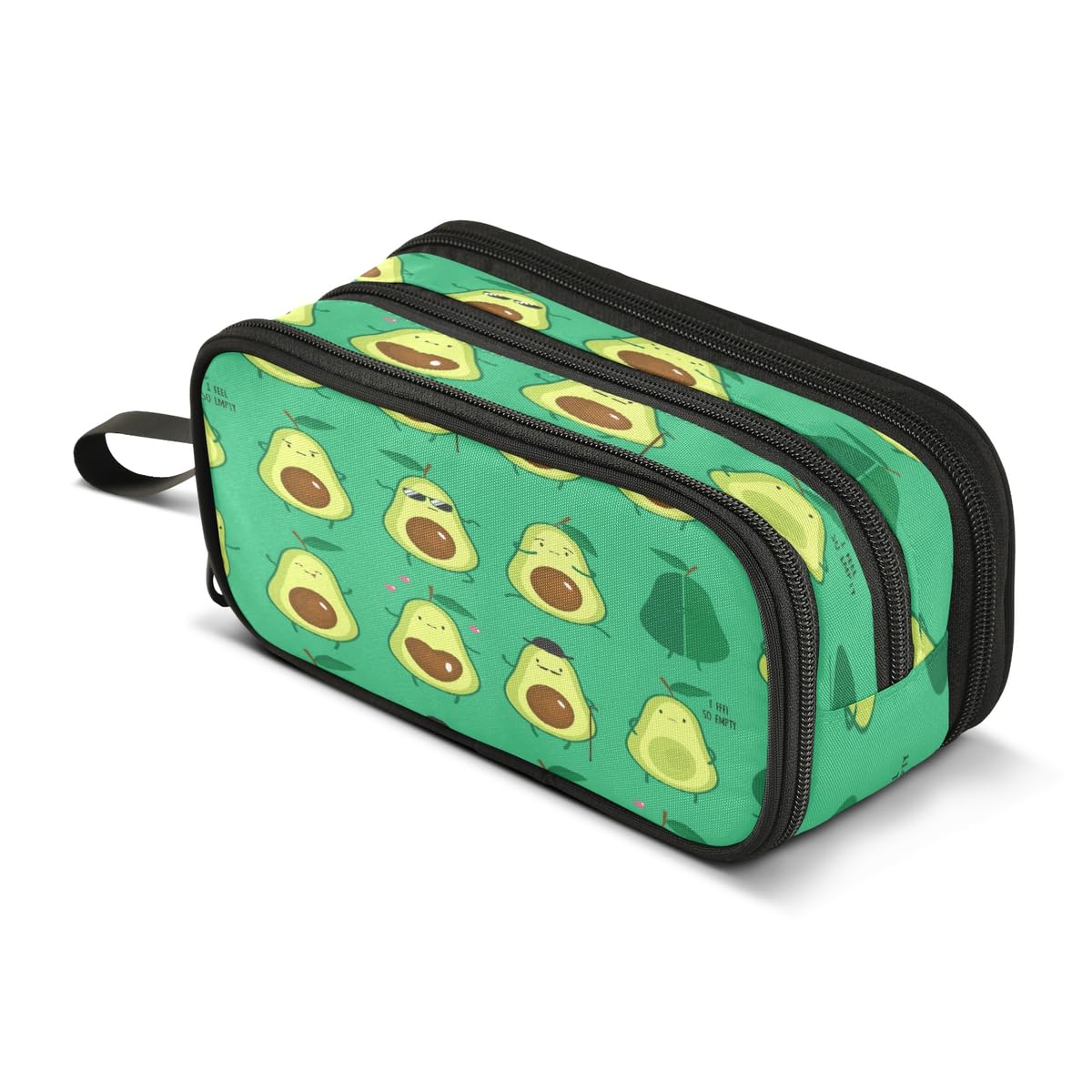 Avocado Green Big Capacity Pencil Case Funny 3 Compartment Pen Bag Pouch Holder Box for Office College School Portable Storage Bag for Kids