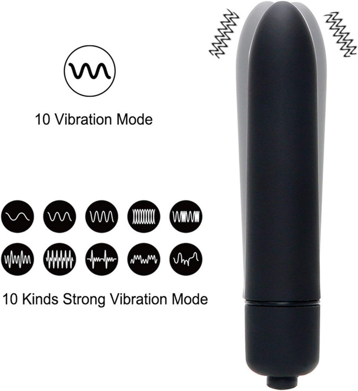 ABWEY 10 Mode Black Bullet Mini Massage Stick Cordless Handheld Black
