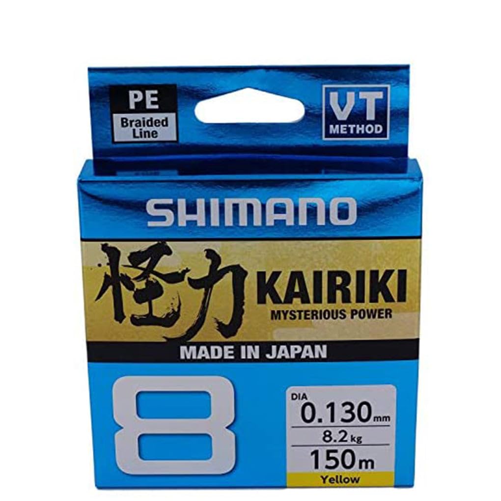SHIMANO Kairiki 8, 150 Meter, Yellow, 0.1 mm/6.5 kg, Braided Fishing Line, 59WPLA58R31