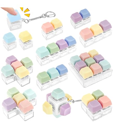 Jouet De Relaxation Clavier Clicker – Cube à Touches Mécaniques, Vert Et Rose, 8,5 Cm – Anti-stress, Pour Adulte, Cadeau, Soulagement Anxiété
