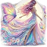 Glitter Butterfly Fairy Girl PVC Vinyl Car Decals Stickers Waterproof Self-Adhesive Decals for Cars, Laptops, Trucks, Motorcycles Wall Window Luggage Scratch Cover Door Decor Sticker