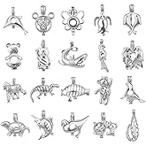 LGSY 10Pcs Random Animals Cage Pendants for Pearl Jewelry Making Silver Plated, Design Pearl Cage Pendants for Women