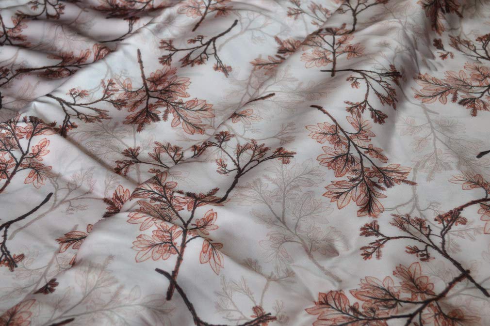 Maxfeel 100% Pure Mulberry Silk Fabric Charmuse Floral Silk 45" Wide for Bedding Dress DIY Sold by The Yard or by Half Yard (Sold by Half a Yard, 21)