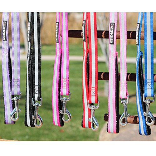 DOGGIE DESIGN Safety Reflective Strip Nylon Leash with Soft Grip Handle - 3/4 in. Wide x 5 ft. Long (Candy Pink)