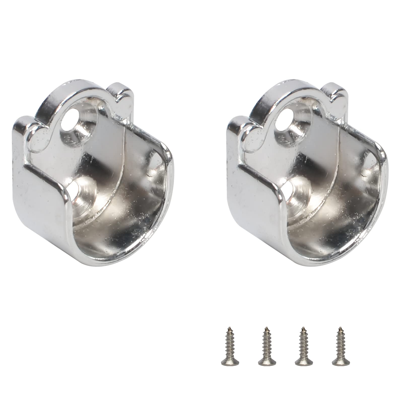 2 Pcs Closet Pole Sockets Flange Socket for Wardrobe Bracket Curtain Rod Pole End Easy Installation Or Quick Removal with Screws Electroplating Alloy (19mm)