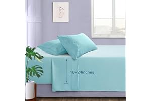 Manyshofu Extra Deep Pocket Twin Sheets Set - Hotel Luxury 1800 Thread Count Sheets & Pillowcases - Kids Bedding Set up to 24" Mattress - Aqua Blue Bed Sheets 18-24 Inch Deep Pockets - 3 Piece