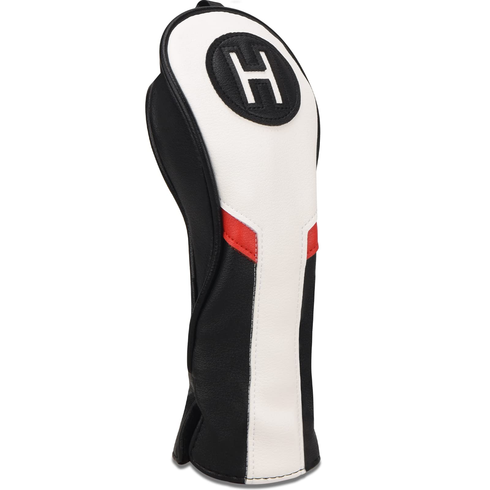 Golf Club Head covers Hybrid Utility Rescue with Interchangeable Number Tag 23456 UT Elastic Closure White&Black&Red PU Leather