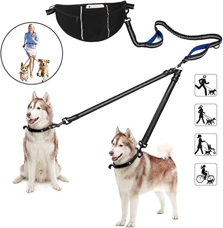 waist dog lead for 2 dogs