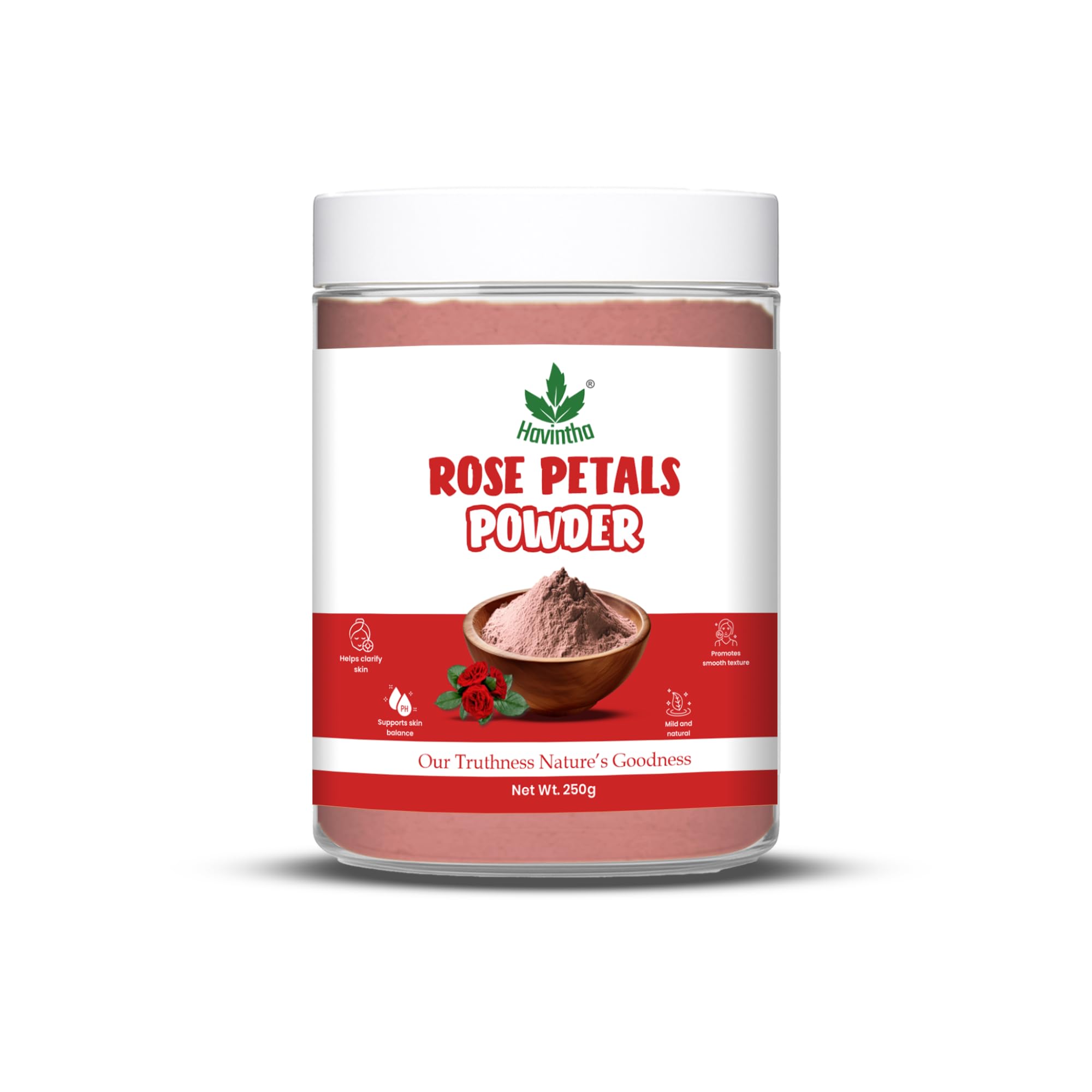 Havintha Rose Petals Powder For Natural Face Packs & Facial Mask Formulations 100% Pure - 227 grams