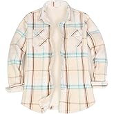 ThCreasa Womens Sherpa Fleece Lined Flannel Shirt Jacket Warm Button Up Plaid Shirt Jac (Sherpa Fleece Throughout)