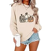 Ykomow Pumpkin SweatShirt for Women Thanksgiving Graphic Tees Fall Halloween Sweater